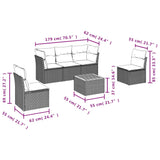 6 Piece Garden Sofa Set with Cushions Black Poly Rattan - Extra Image