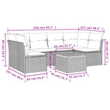 7 Piece Garden Sofa Set with Cushions Grey Poly Rattan - Close-Up Angle