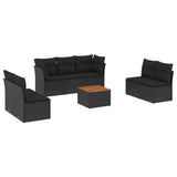 8 Piece Garden Sofa Set with Cushions Black Poly Rattan - Front View