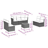 8 Piece Garden Sofa Set with Cushions Black Poly Rattan - Extra Image