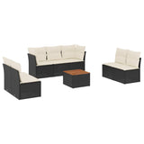 8 Piece Garden Sofa Set with Cushions Black Poly Rattan - Front View