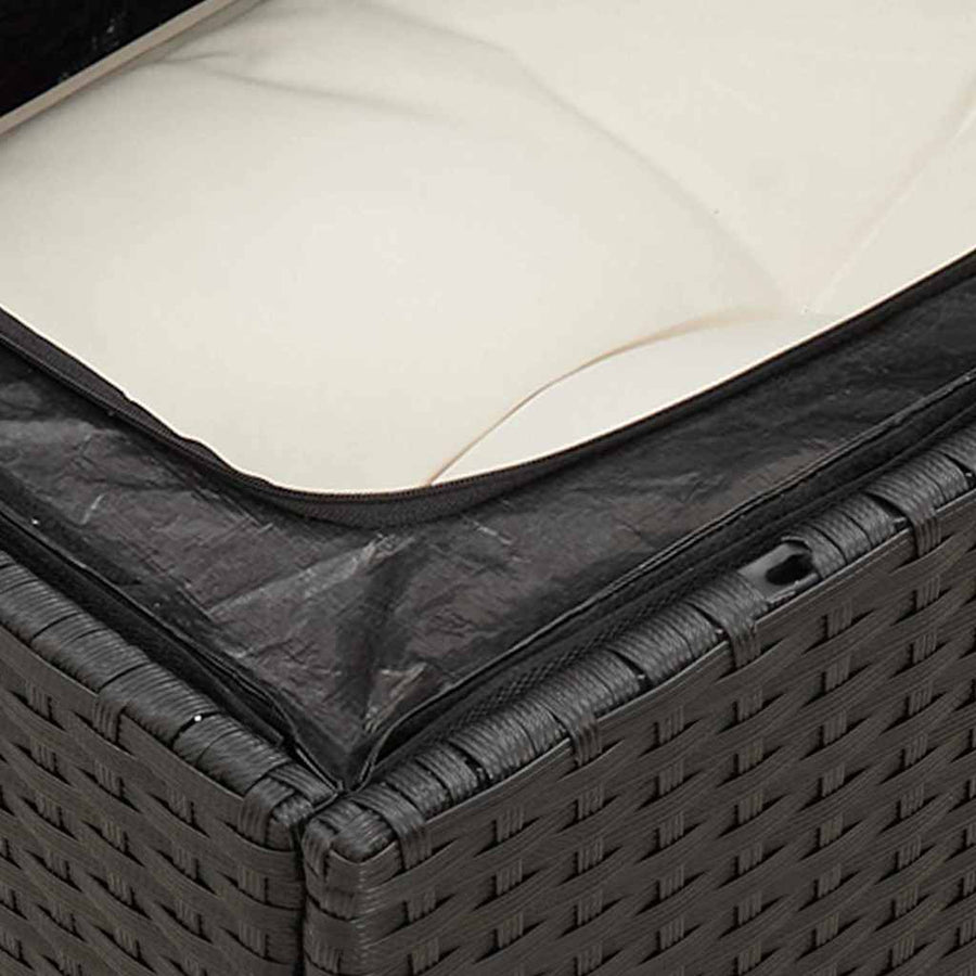 8 Piece Garden Sofa Set with Cushions Black Poly Rattan