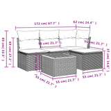 5 Piece Garden Sofa Set with Cushions Black Poly Rattan - Extra Image
