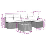 6 Piece Garden Sofa Set with Cushions Black Poly Rattan - Extra Image