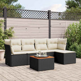 6 Piece Garden Sofa Set with Cushions Black Poly Rattan