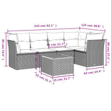6 Piece Garden Sofa Set with Cushions Black Poly Rattan