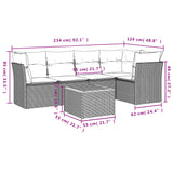 6 Piece Garden Sofa Set with Cushions Grey Poly Rattan
