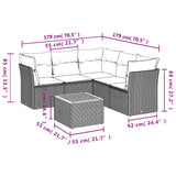 6 Piece Garden Sofa Set with Cushions Grey Poly Rattan - Close-Up Angle