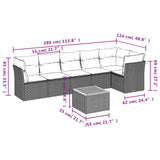 7 Piece Garden Sofa Set with Cushions Black Poly Rattan - Extra Image