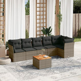 7 Piece Garden Sofa Set with Cushions Grey Poly Rattan