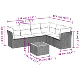 7 Piece Garden Sofa Set with Cushions Black Poly Rattan - Extra Image