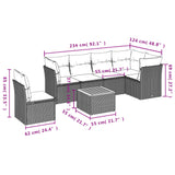 7 Piece Garden Sofa Set with Cushions Black Poly Rattan - Extra Image