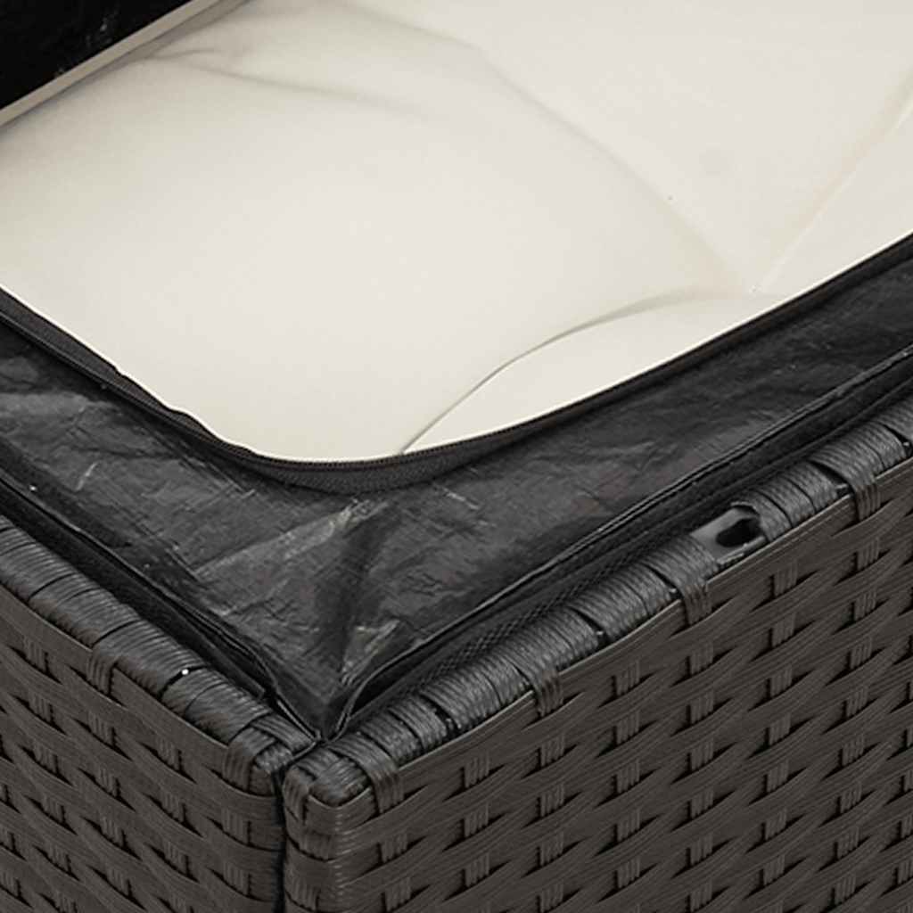 8 Piece Garden Sofa Set with Cushions Black Poly Rattan