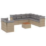 11 Piece Garden Sofa Set with Cushions Mix Beige Poly Rattan - Front View