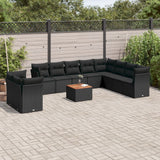 11 Piece Garden Sofa Set with Cushions Black Poly Rattan