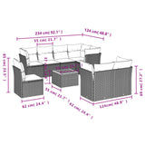 9 Piece Garden Sofa Set with Cushions Grey Poly Rattan - Extra Image