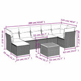 8 Piece Garden Sofa Set with Cushions Black Poly Rattan - Extra Image
