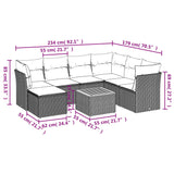 8 Piece Garden Sofa Set with Cushions Black Poly Rattan - Extra Image