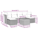7 Piece Garden Sofa Set with Cushions Black Poly Rattan - Extra Image