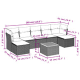 8 Piece Garden Sofa Set with Cushions Black Poly Rattan - Extra Image