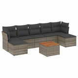 8 Piece Garden Sofa Set with Cushions Grey Poly Rattan - Front View