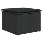 9 Piece Garden Sofa Set with Cushions Black Poly Rattan