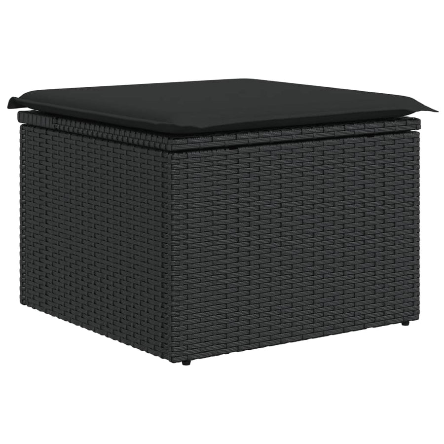 9 Piece Garden Sofa Set with Cushions Black Poly Rattan
