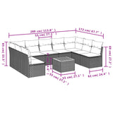 10 Piece Garden Sofa Set with Cushions Grey Poly Rattan - Extra Image