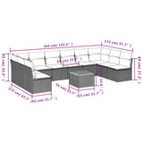 11 Piece Garden Sofa Set with Cushions Black Poly Rattan