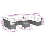 11 Piece Garden Sofa Set with Cushions Black Poly Rattan - Extra Image