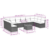11 Piece Garden Sofa Set with Cushions Mix Beige Poly Rattan - Extra Image