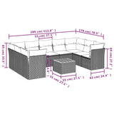 10 Piece Garden Sofa Set with Cushions Black Poly Rattan