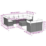 10 Piece Garden Sofa Set with Cushions Black Poly Rattan - Extra Image