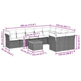 10 Piece Garden Sofa Set with Cushions Black Poly Rattan - Extra Image