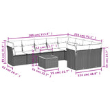 10 Piece Garden Sofa Set with Cushions Mix Beige Poly Rattan - Extra Image