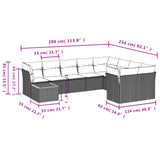10 Piece Garden Sofa Set with Cushions Mix Beige Poly Rattan