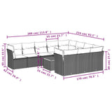 11 Piece Garden Sofa Set with Cushions Grey Poly Rattan - Extra Image