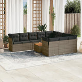 11 Piece Garden Sofa Set with Cushions Grey Poly Rattan