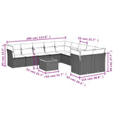 11 Piece Garden Sofa Set with Cushions Grey Poly Rattan - Extra Image