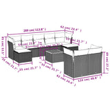 10 Piece Garden Sofa Set with Cushions Grey Poly Rattan - Extra Image