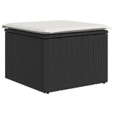 11 Piece Garden Sofa Set with Cushions Black Poly Rattan - 45-Degree Angle