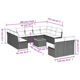 12 Piece Garden Sofa Set with Cushions Black Poly Rattan - Extra Image