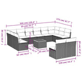 13 Piece Garden Sofa Set with Cushions Grey Poly Rattan - Extra Image