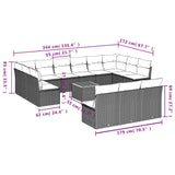 14 Piece Garden Sofa Set with Cushions Grey Poly Rattan - Extra Image