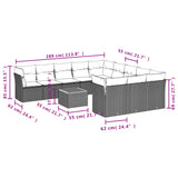 12 Piece Garden Sofa Set with Cushions Black Poly Rattan - Extra Image