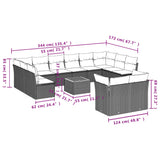13 Piece Garden Sofa Set with Cushions Black Poly Rattan - Extra Image