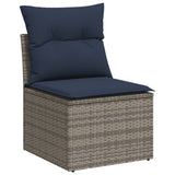 13 Piece Garden Sofa Set with Cushions Grey Poly Rattan - Top-Down View