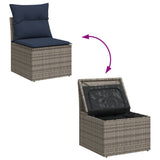 13 Piece Garden Sofa Set with Cushions Grey Poly Rattan - Extra Image
