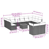 13 Piece Garden Sofa Set with Cushions Grey Poly Rattan - Extra Image