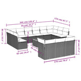 14 Piece Garden Sofa Set with Cushions Black Poly Rattan - Extra Image